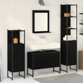 Juego de muebles de baño 4 pcs Negro Madera de ingeniería