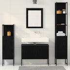 Juego de muebles de baño 4 pcs Negro Madera de ingeniería