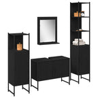 Juego de muebles de baño 4 pcs Negro Madera de ingeniería