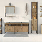 Juego de muebles de baño con estante 4 pcs Roble artisan