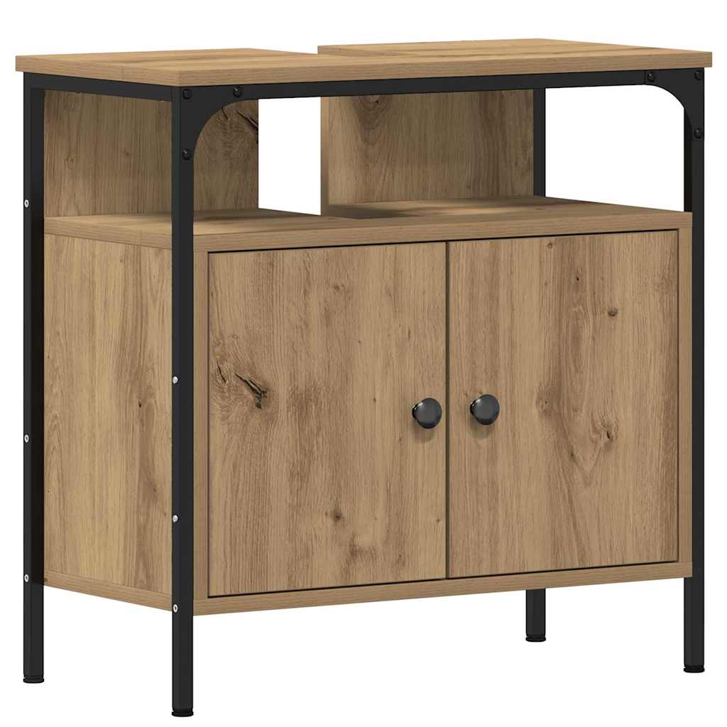 Juego de muebles de baño con estante 4 pcs Roble artisan