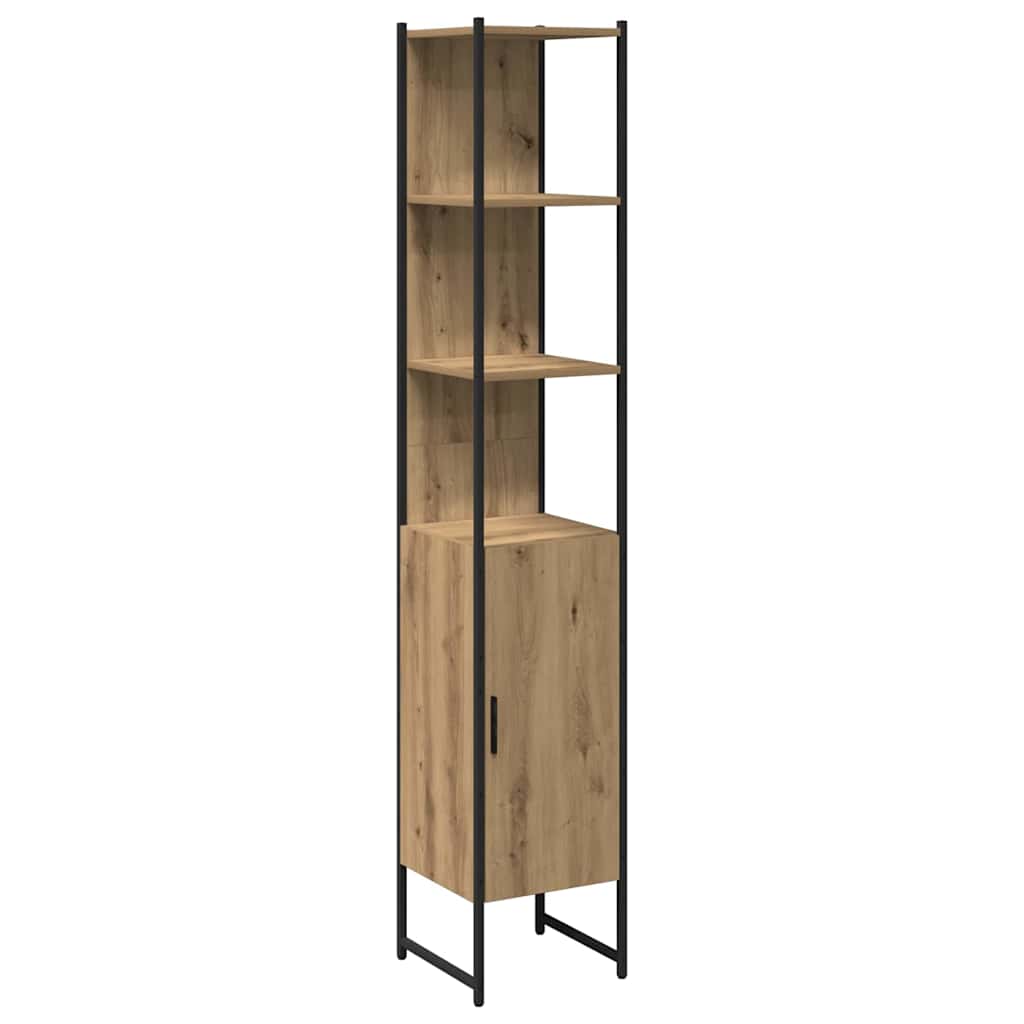 Juego de muebles de baño con estante 4 pcs Roble artisan