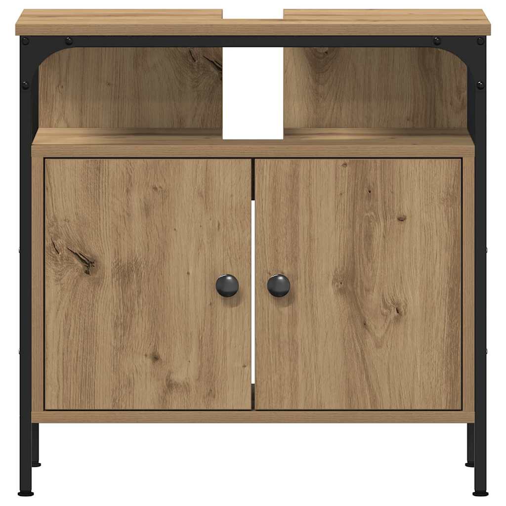 Juego de muebles de baño con estante 4 pcs Roble artisan