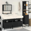 Juego de muebles de baño 4 pcs Roble negro Madera contrachapada