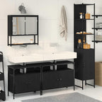 Juego de muebles de baño 4 pcs Roble negro Madera contrachapada