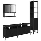 Juego de muebles de baño 4 pcs Roble negro Madera contrachapada