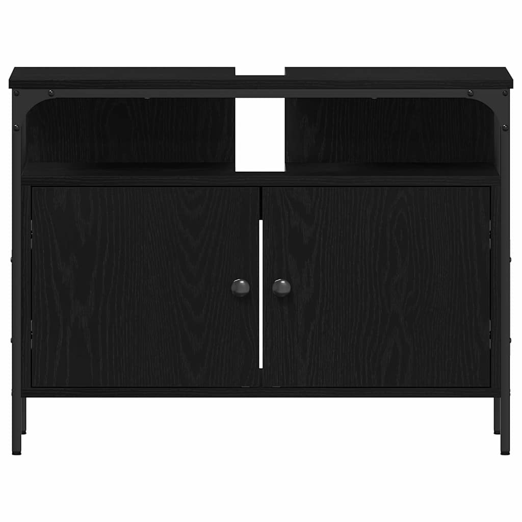 Juego de muebles de baño 4 pcs Roble negro Madera contrachapada