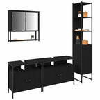 Juego de muebles de baño 4 pcs Roble negro Madera contrachapada