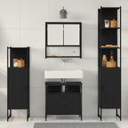 Juego de muebles de baño 4 pcs Roble Negro Madera contrachapada