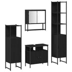 Juego de muebles de baño 4 pcs Roble Negro Madera contrachapada