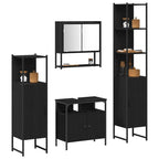 Juego de muebles de baño 4 pcs Roble Negro Madera contrachapada