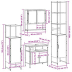 Juego de muebles de baño 4 pcs Roble Negro Madera contrachapada