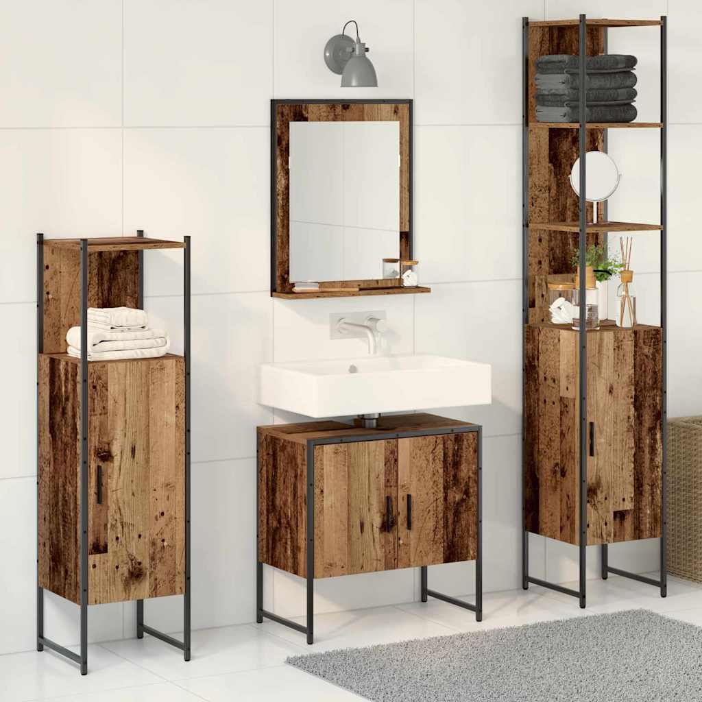 Juego de muebles de baño 3 pzas madera de ingeniería blanco