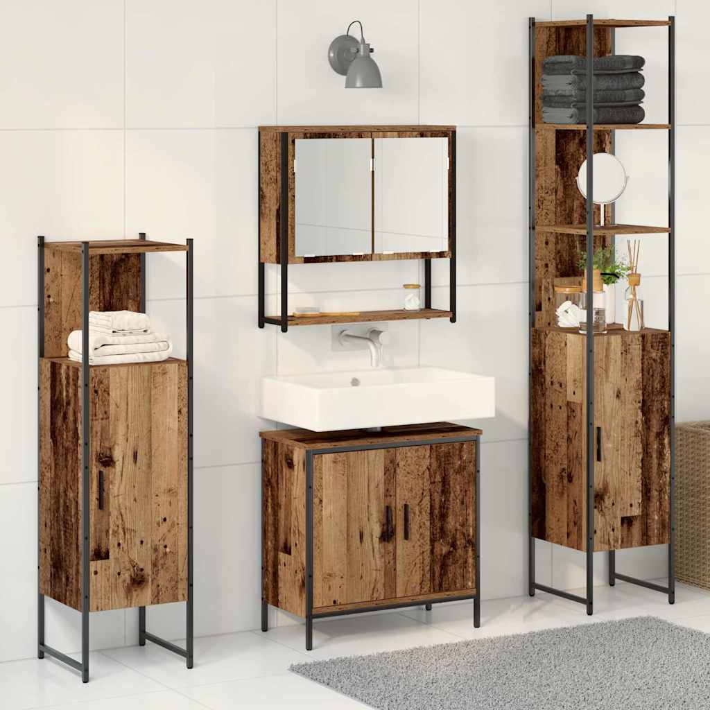 Conjunto de móveis de casa de banho 4 pcs Madeira maciça recuperada