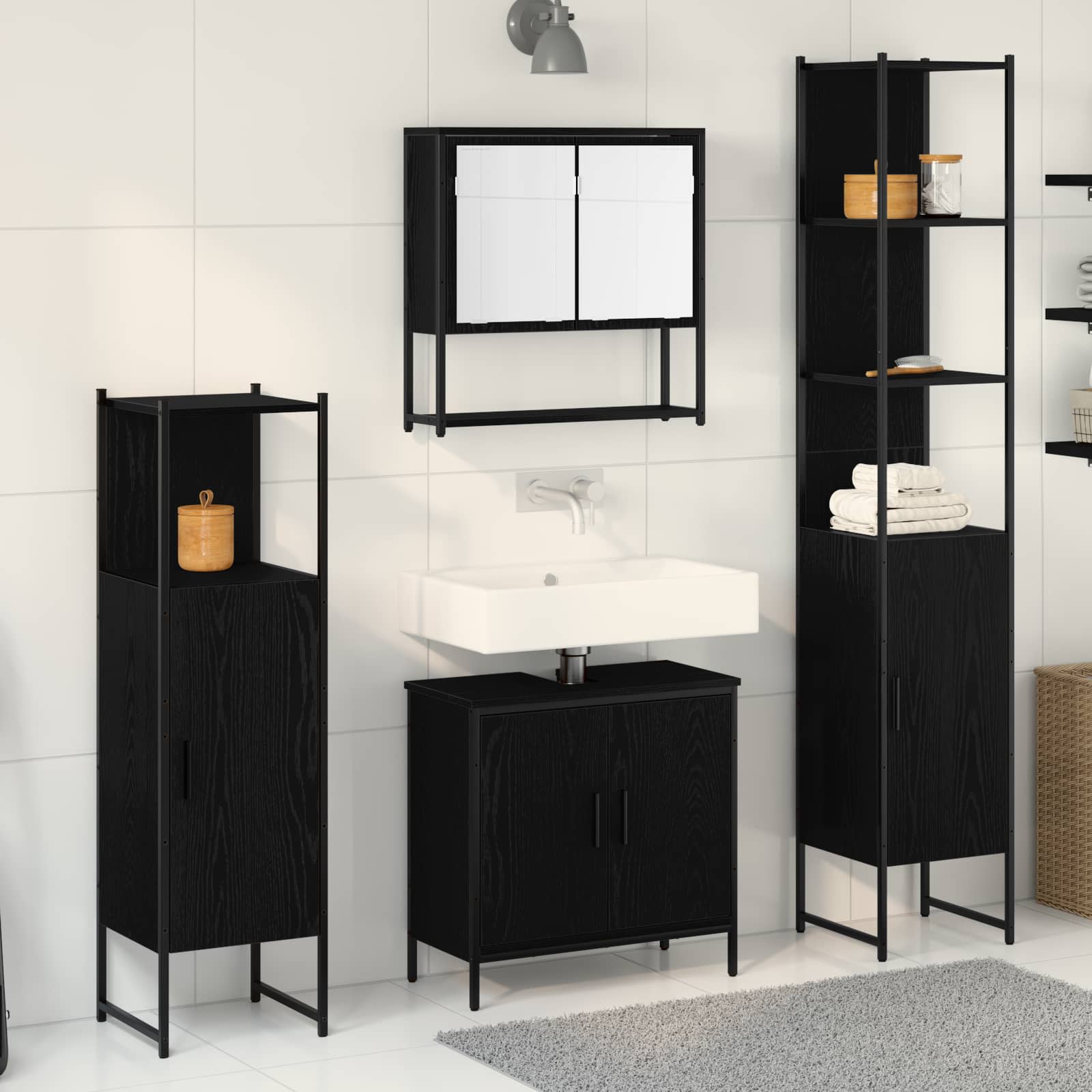 Conjunto de móveis de casa de banho 4 pcs Madeira maciça recuperada
