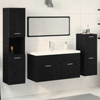 Juego de muebles de baño 4 pcs Roble Negro Madera de ingeniería
