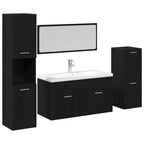 Juego de muebles de baño 4 pcs Roble Negro Madera de ingeniería