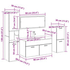 Juego de muebles de baño 4 pcs Roble Negro Madera de ingeniería