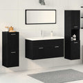 Juego de muebles de baño 5 pcs Roble Negro Madera de ingeniería