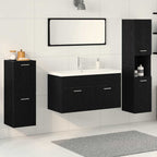 Juego de muebles de baño 5 pcs Roble Negro Madera de ingeniería