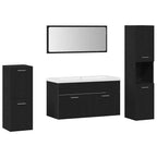 Juego de muebles de baño 5 pcs Roble Negro Madera de ingeniería