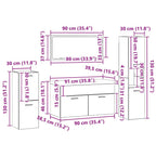 Juego de muebles de baño 5 pcs Roble Negro Madera de ingeniería