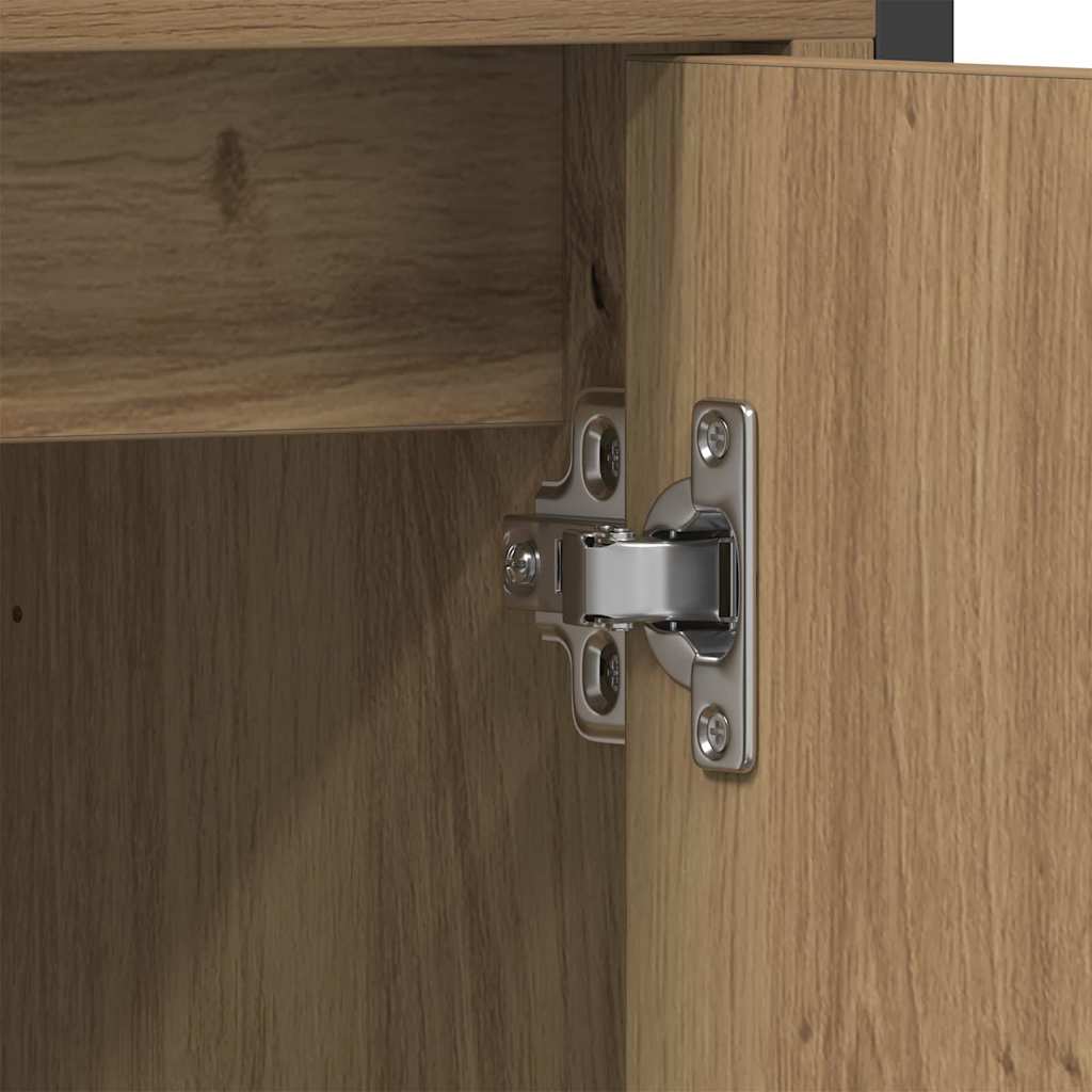 Juego de muebles de baño con estante 4 pcs Roble artesanal