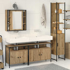 Juego de muebles de baño con estante 4 pcs Roble artesanal