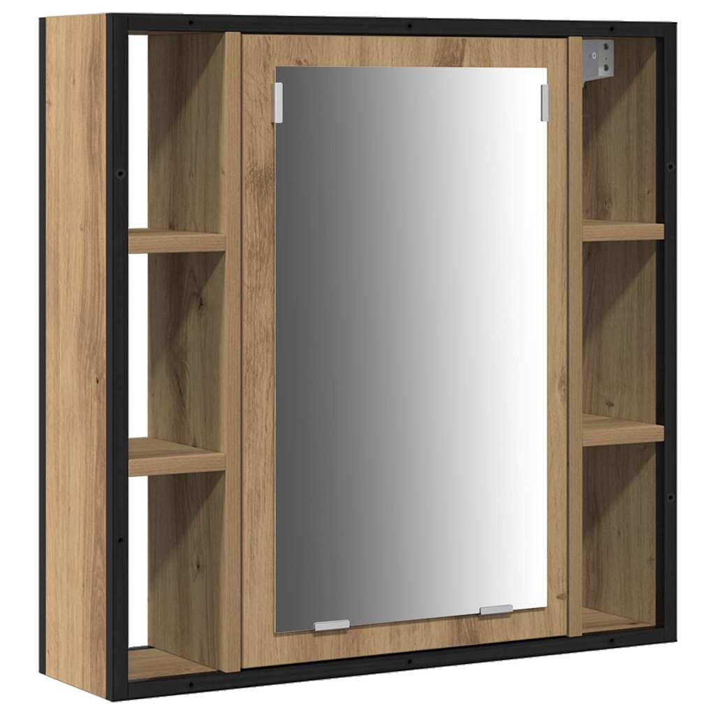 Juego de muebles de baño con estante 4 pcs Roble artesanal