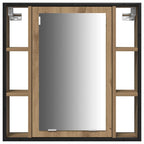 Juego de muebles de baño con estante 4 pcs Roble artesanal