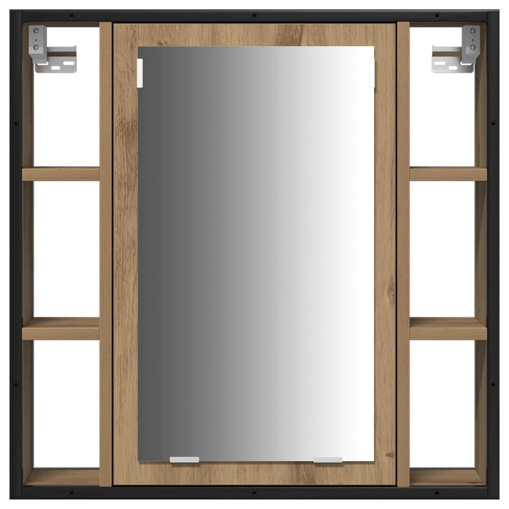 Juego de muebles de baño con estante 4 pcs Roble artesanal