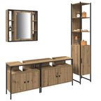 Juego de muebles de baño con estante 4 pcs Roble artesanal