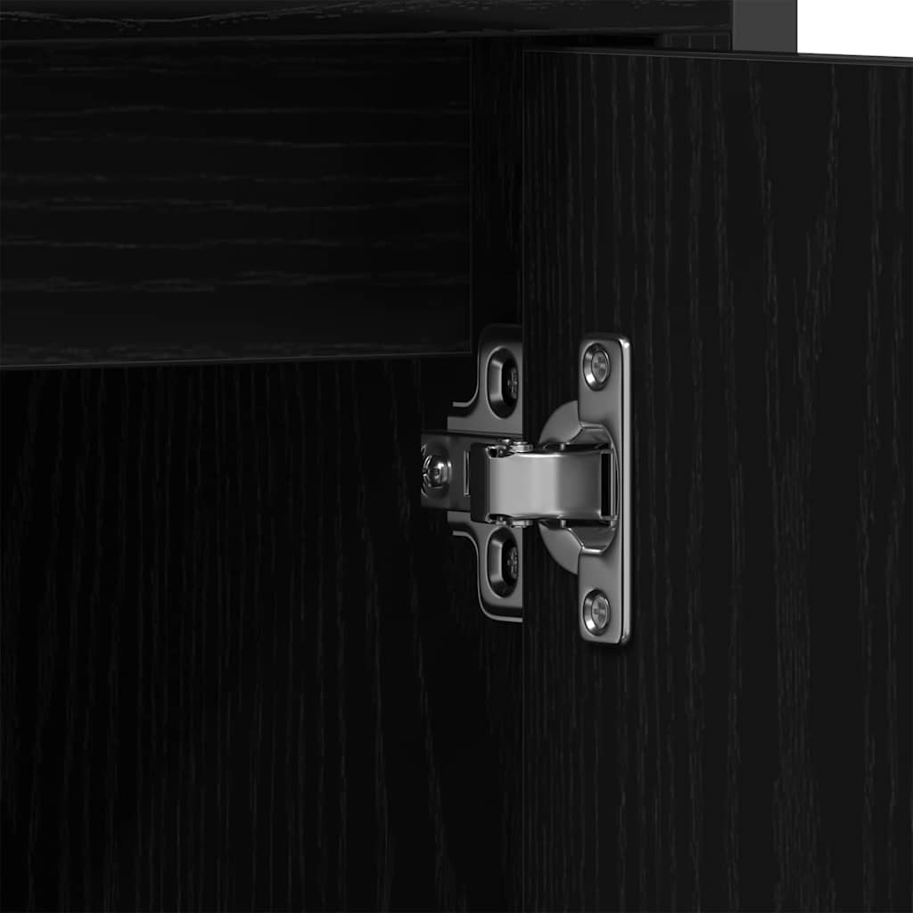 Juego de muebles de baño 4 pcs Roble Negro Madera de ingeniería