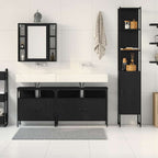Juego de muebles de baño 4 pcs Roble Negro Madera de ingeniería
