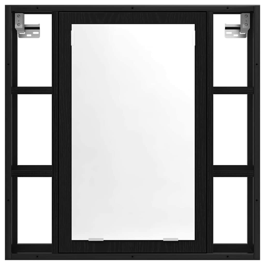 Juego de muebles de baño 4 pcs Roble Negro Madera de ingeniería