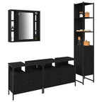 Juego de muebles de baño 4 pcs Roble Negro Madera de ingeniería