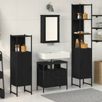 Juego de muebles de baño 4 pcs Roble negro Madera contrachapada