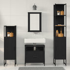 Juego de muebles de baño 4 pcs Roble negro Madera contrachapada