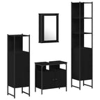 Juego de muebles de baño 4 pcs Roble negro Madera contrachapada