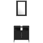 Juego de muebles de baño 4 pcs Roble negro Madera contrachapada