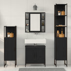 Juego de muebles de baño 4 pcs Negro Madera contrachapada