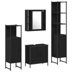 Juego de muebles de baño 4 pcs Negro Madera contrachapada