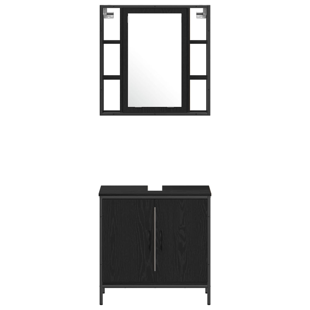 Juego de muebles de baño 4 pcs Negro Madera contrachapada