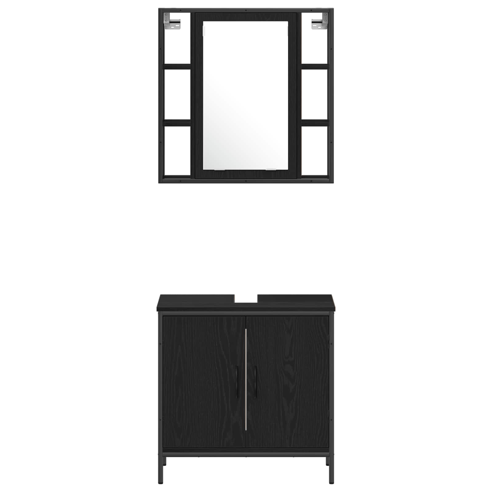 Juego de muebles de baño 4 pcs Negro Madera contrachapada