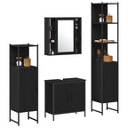 Juego de muebles de baño 4 pcs Negro Madera contrachapada