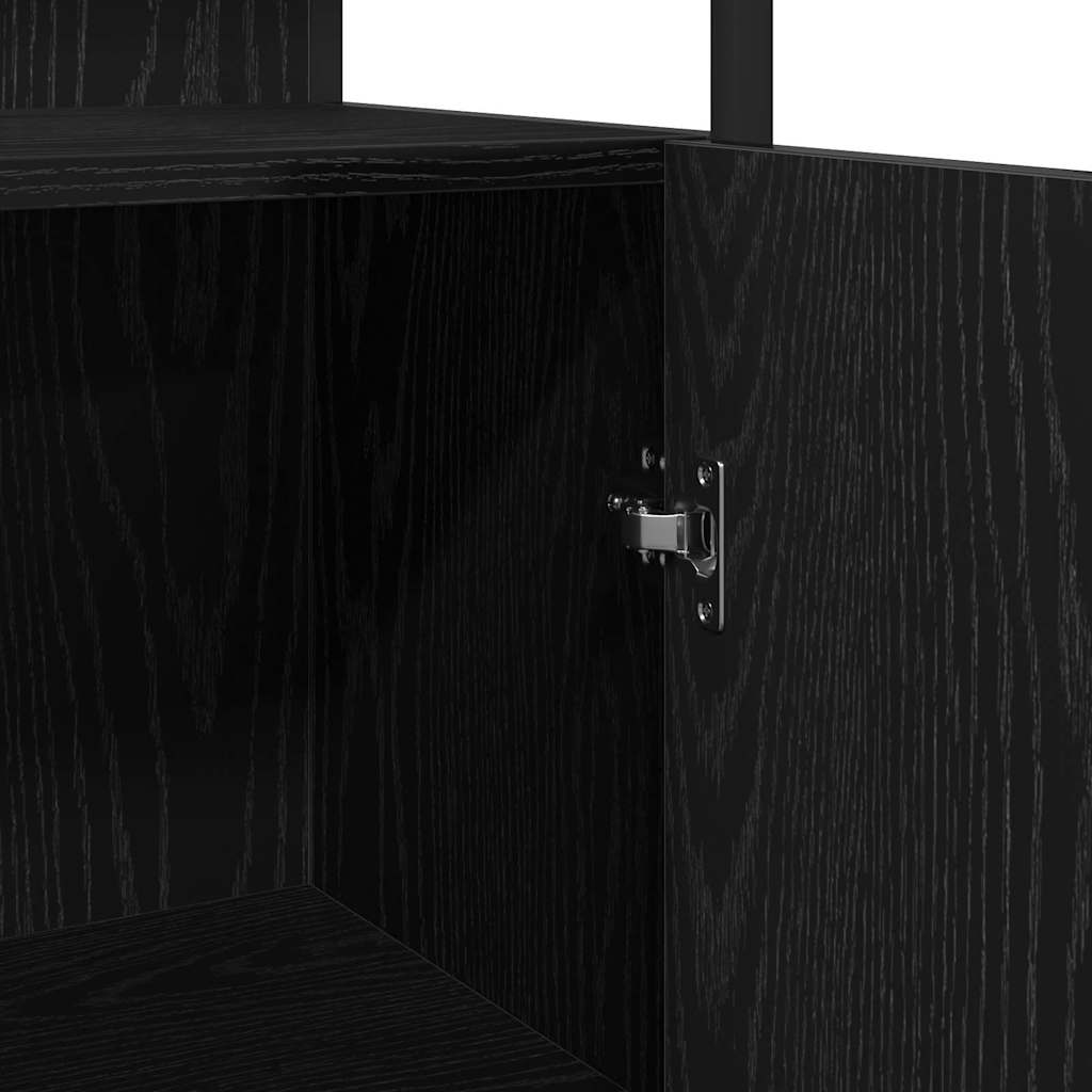 Juego de muebles de baño 4 pcs Roble Negro Madera de ingeniería