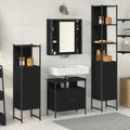 Juego de muebles de baño 4 pcs Roble Negro Madera de ingeniería