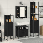 Juego de muebles de baño 4 pcs Roble Negro Madera de ingeniería