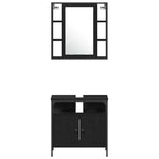 Juego de muebles de baño 4 pcs Roble Negro Madera de ingeniería