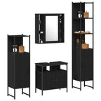 Juego de muebles de baño 4 pcs Roble Negro Madera de ingeniería